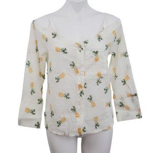 NWT June & Hudson Pineapple Off the Shoulder Shirt, M